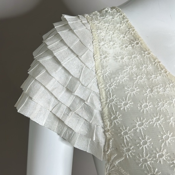 Candela Sz 6 Off White Long Sheer Dress - Picture 7 of 10